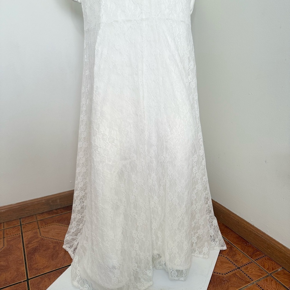 Lulus White Lace Bustier Maxi Dress – Size L – Stretch Fit Bridal Gown – New - Picture 9 of 16